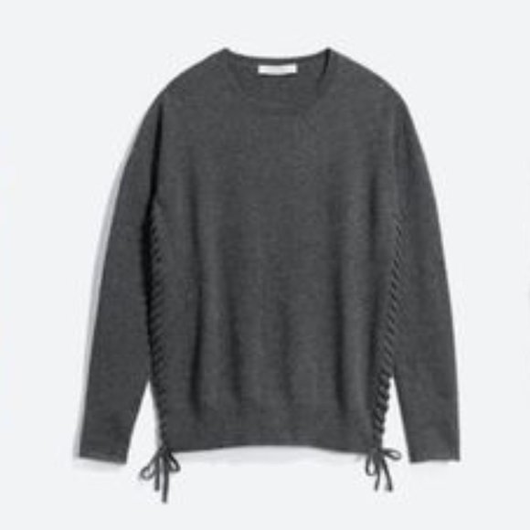 Kokun Sweaters - Kokun Jennah Cashmere Lace-Up Sweater Gray Sz S